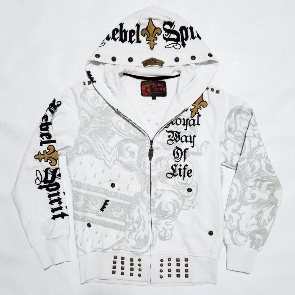 SOLD - Rebel Spirit Hoodie w/ Studs & Rhinestones - NWOT - Picture 4 of 11